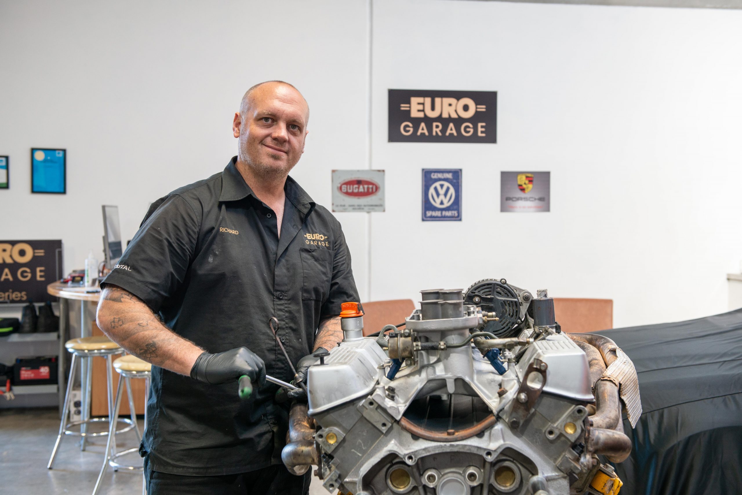 Richard Ross from Euro Garage works on an engine